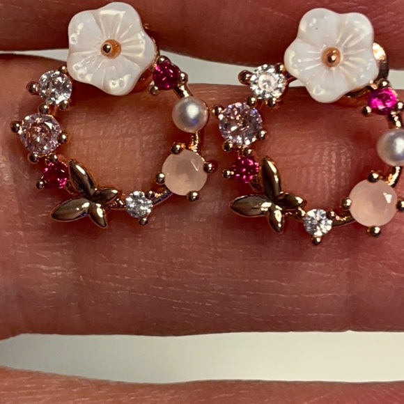 RAMLA 18K Rose Gold Plated Flower Earrings; Stainless Steel/Waterproof; NIP - Picture 6 of 8